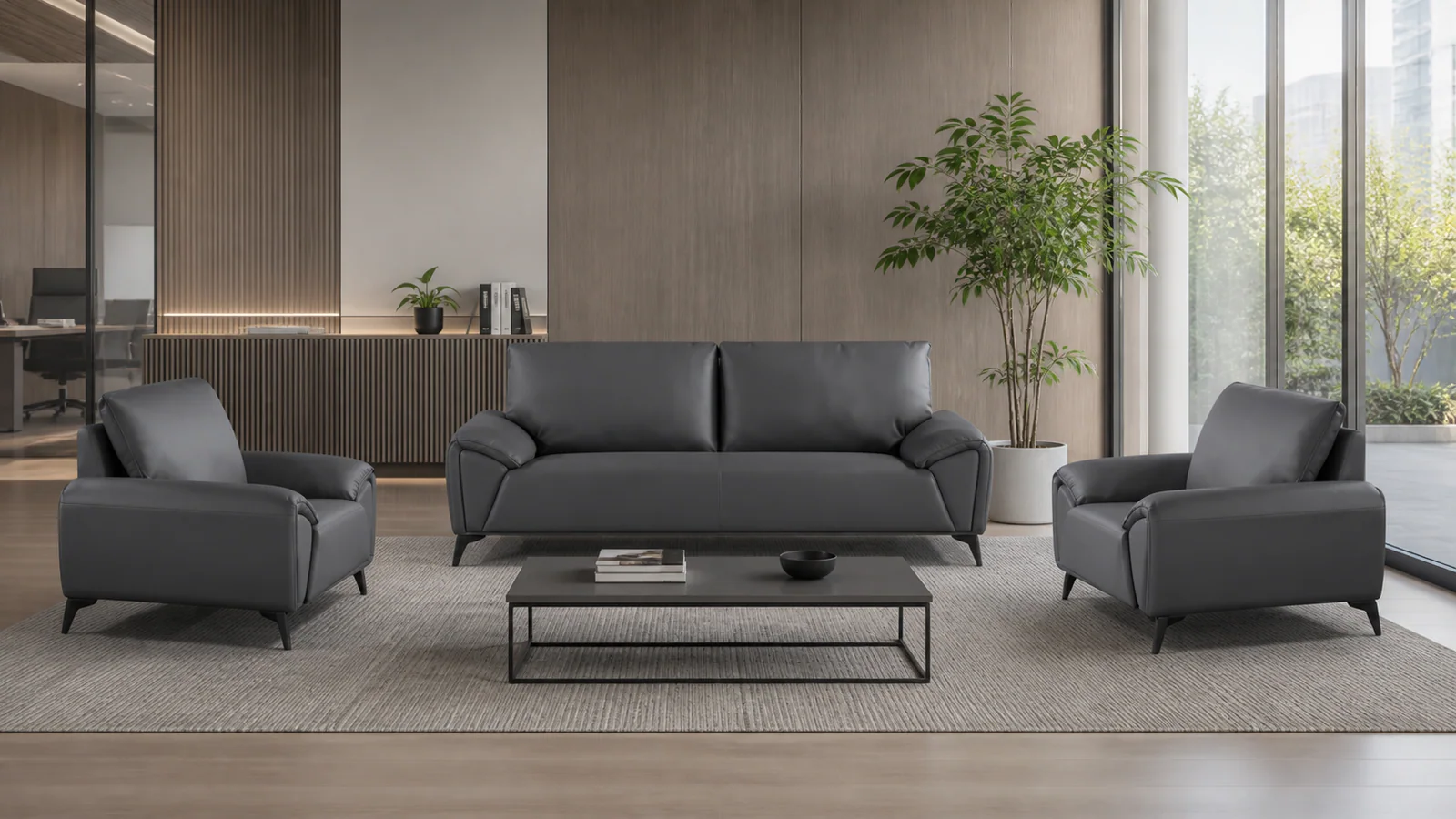 HY-62-1 dark charcoal office sofa set