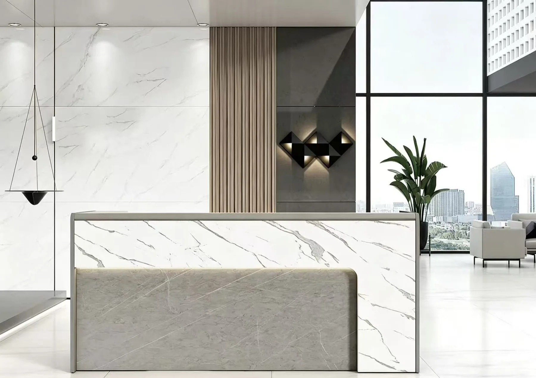 Stone-look reception counter