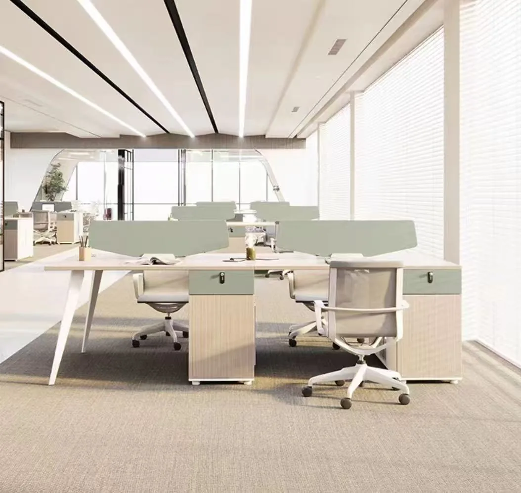 Soft green open workstations