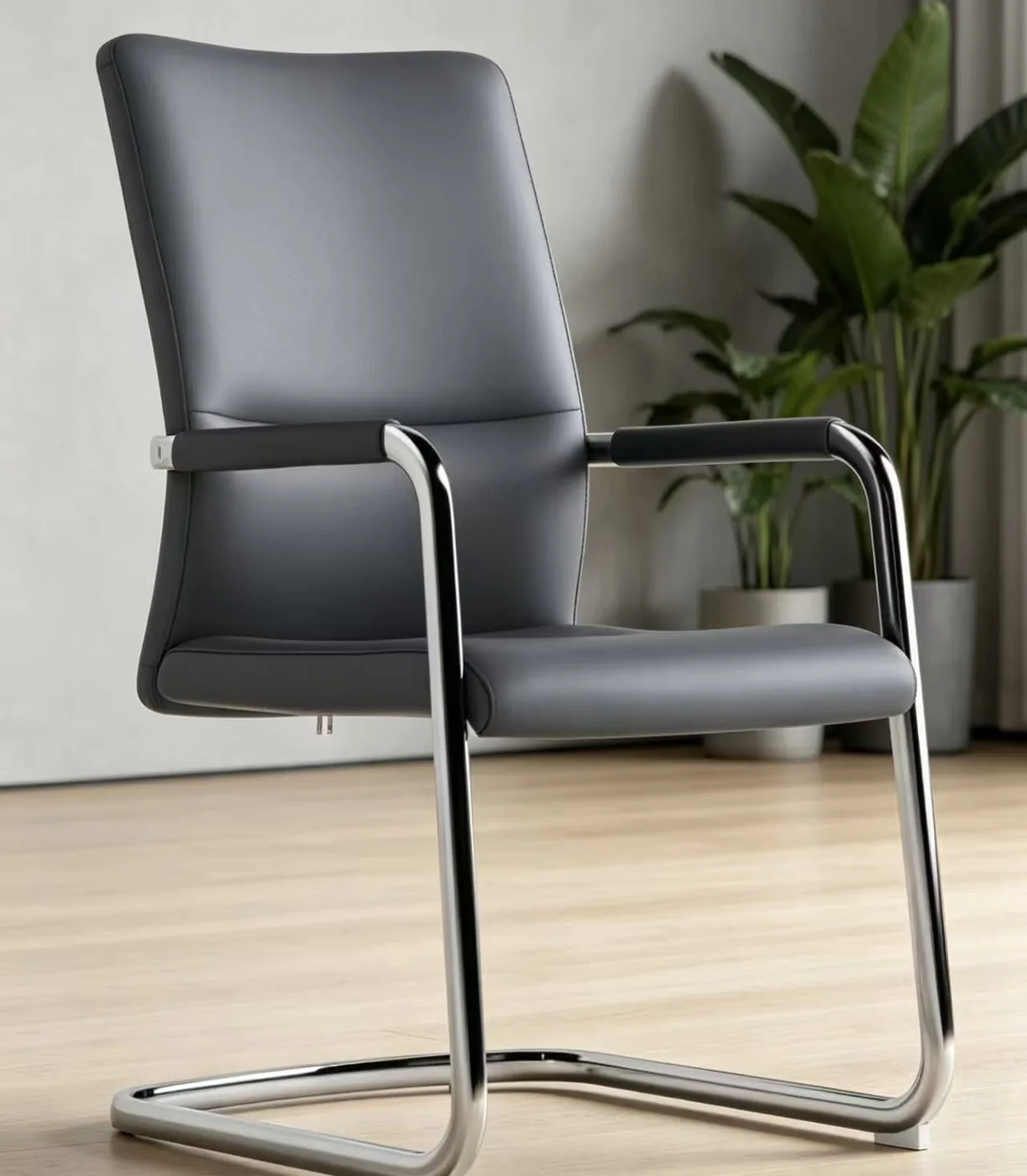 Black leather visitor chair