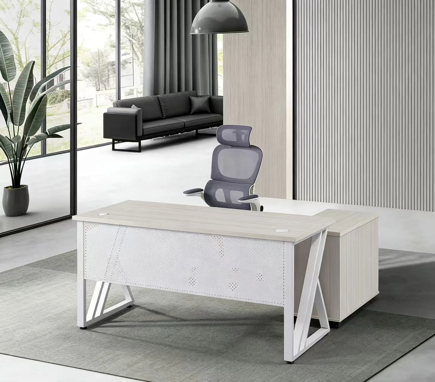 White modern executive desk