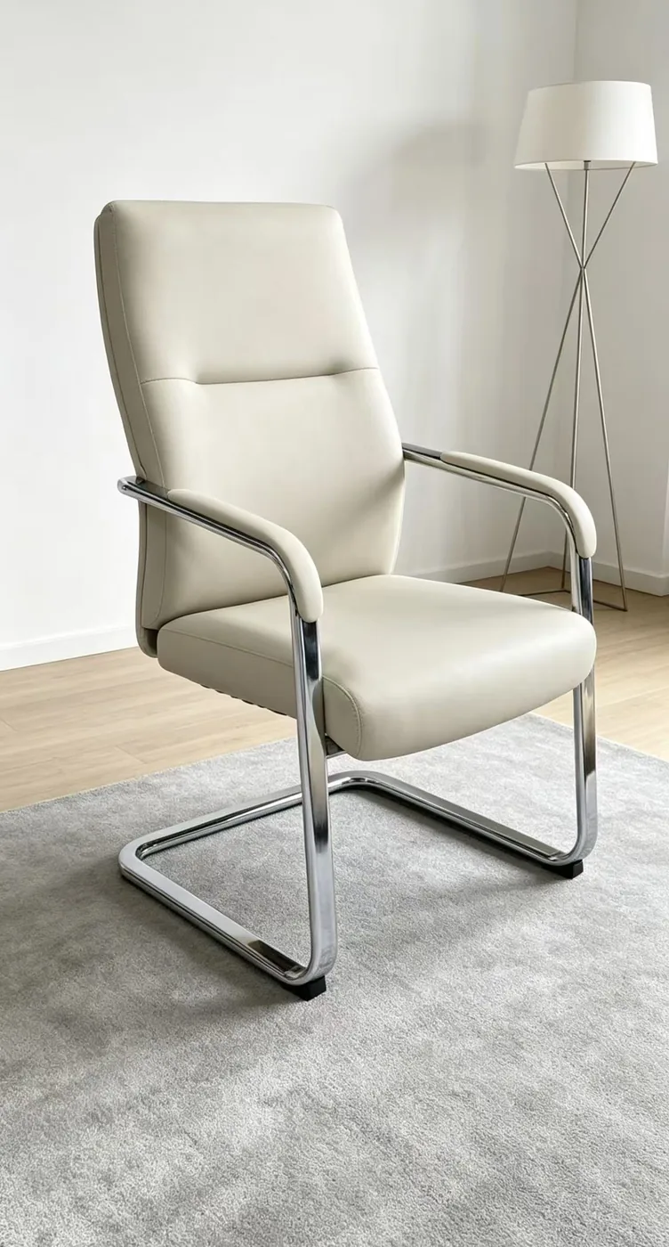 Cream leather visitor chair