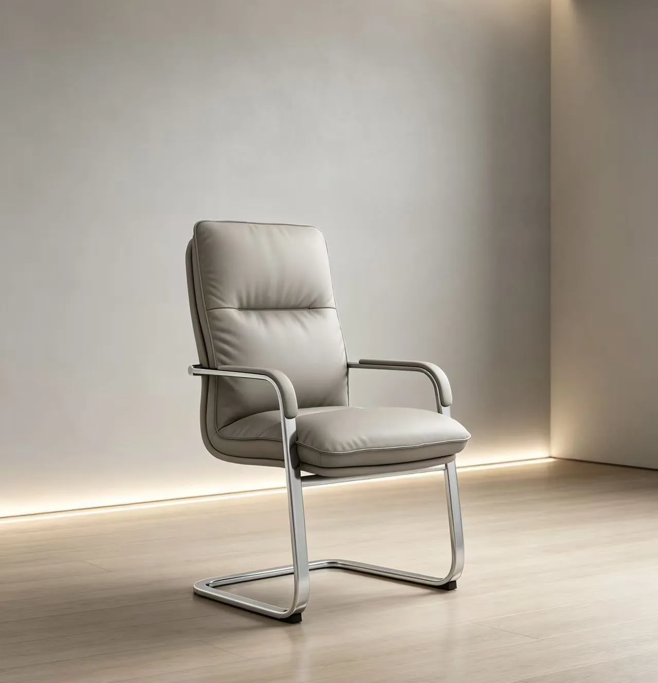 Grey leather visitor chair
