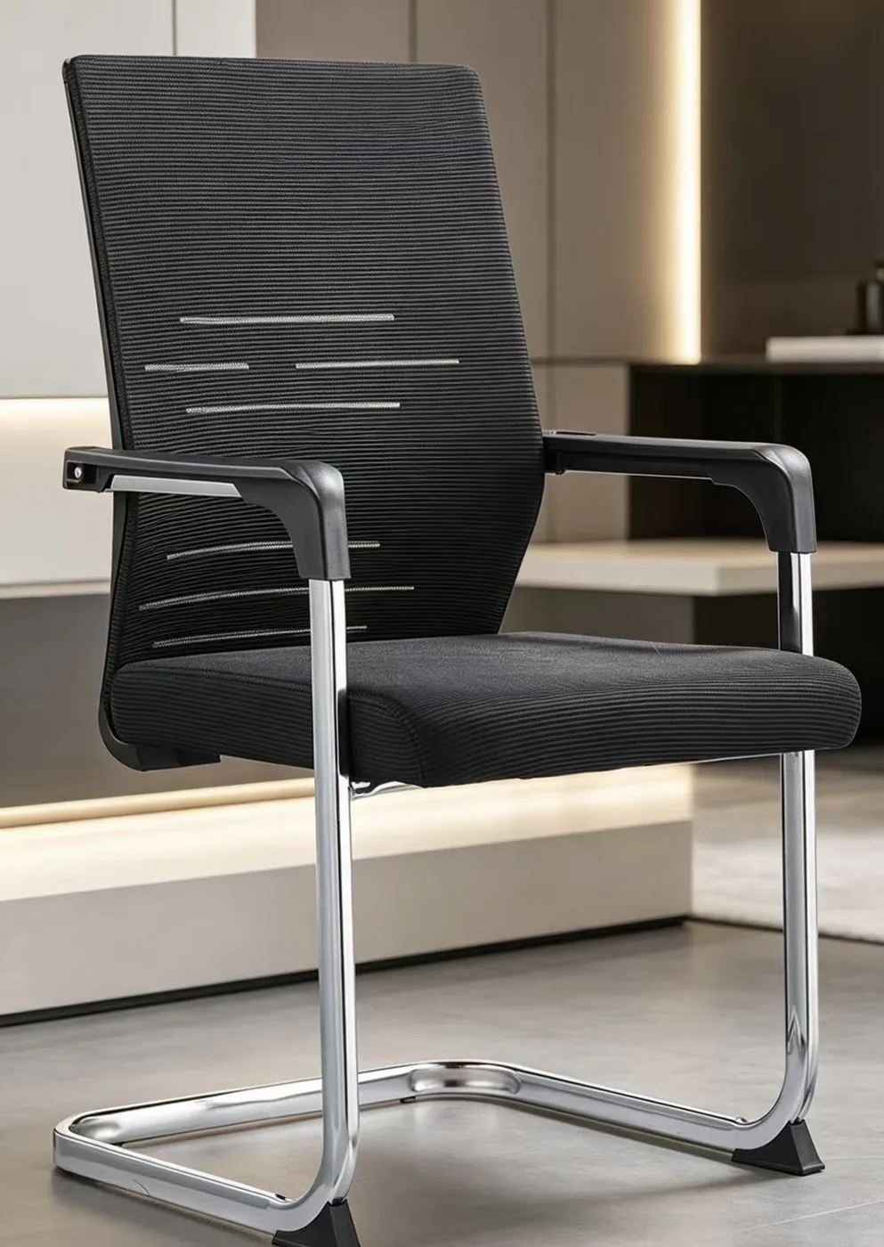 Black cantilever conference chair
