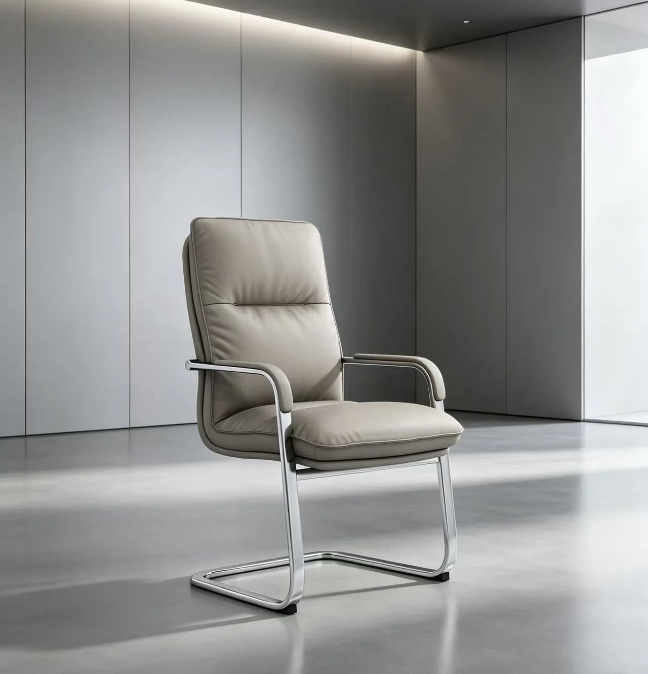 Grey leather conference chair