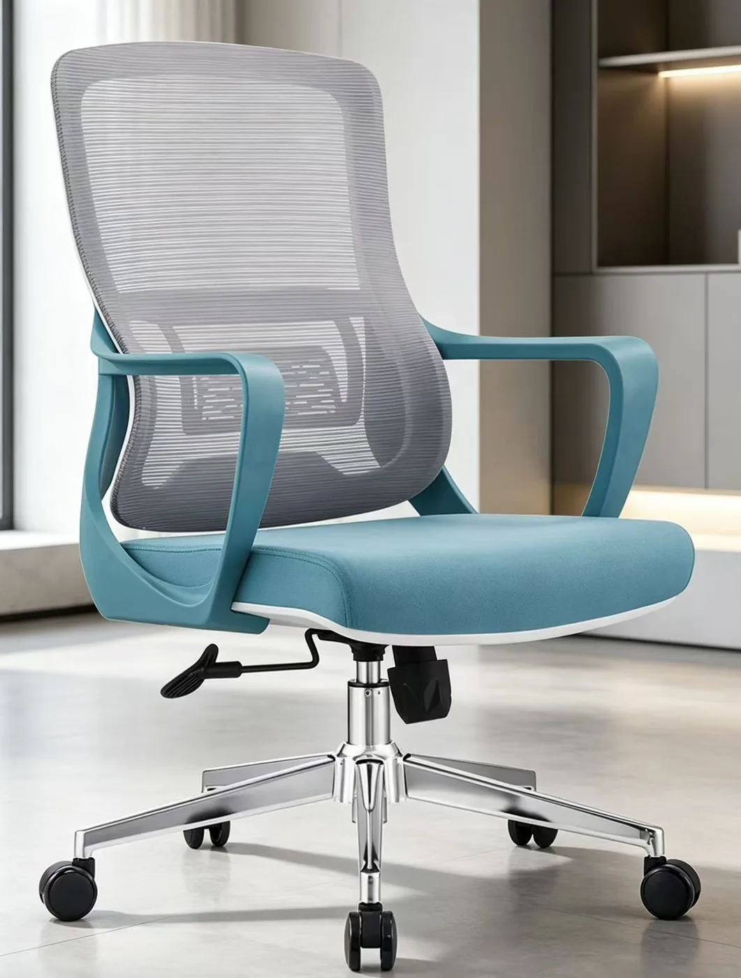 Blue-grey ergonomic chair