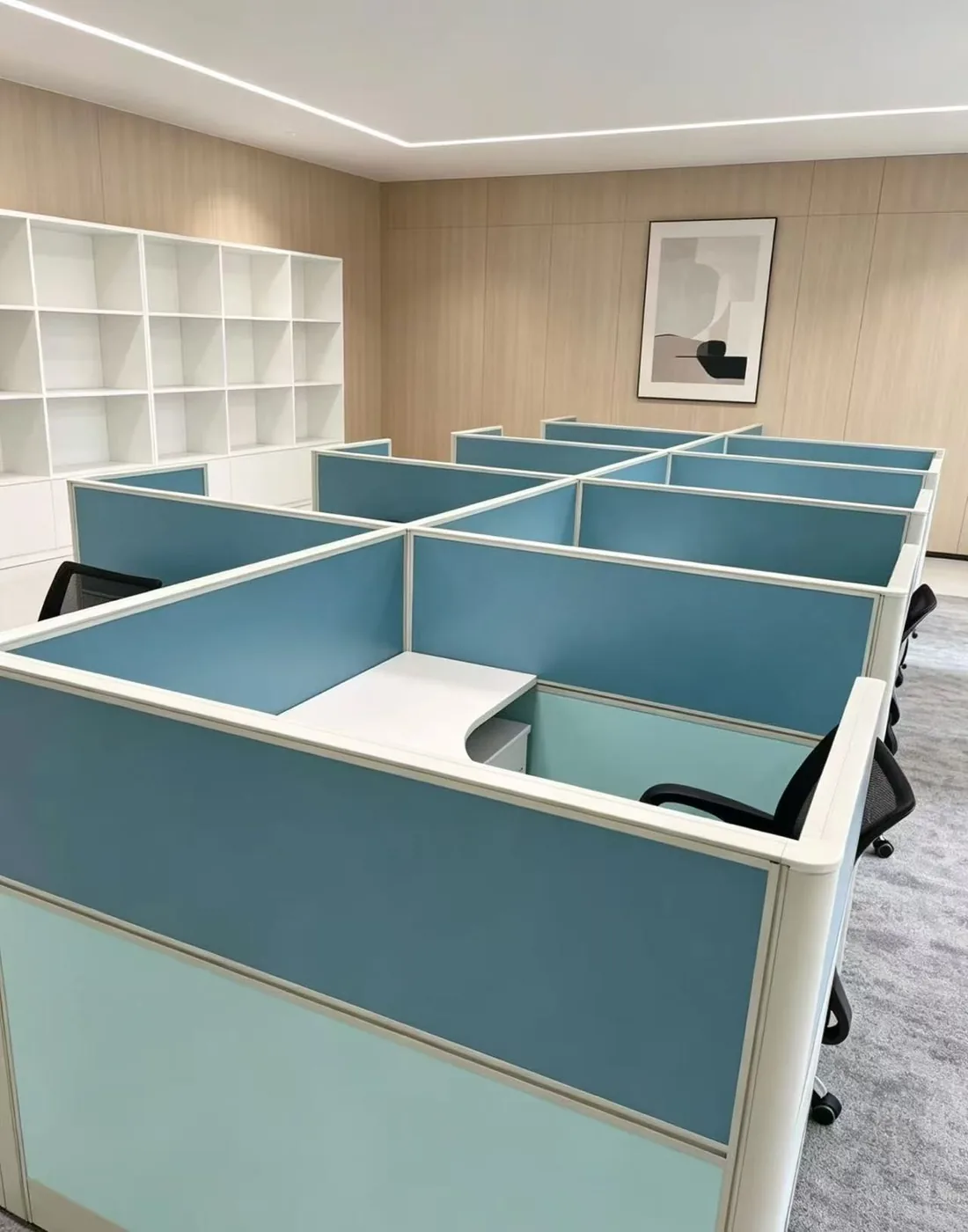 Teal panel workstations