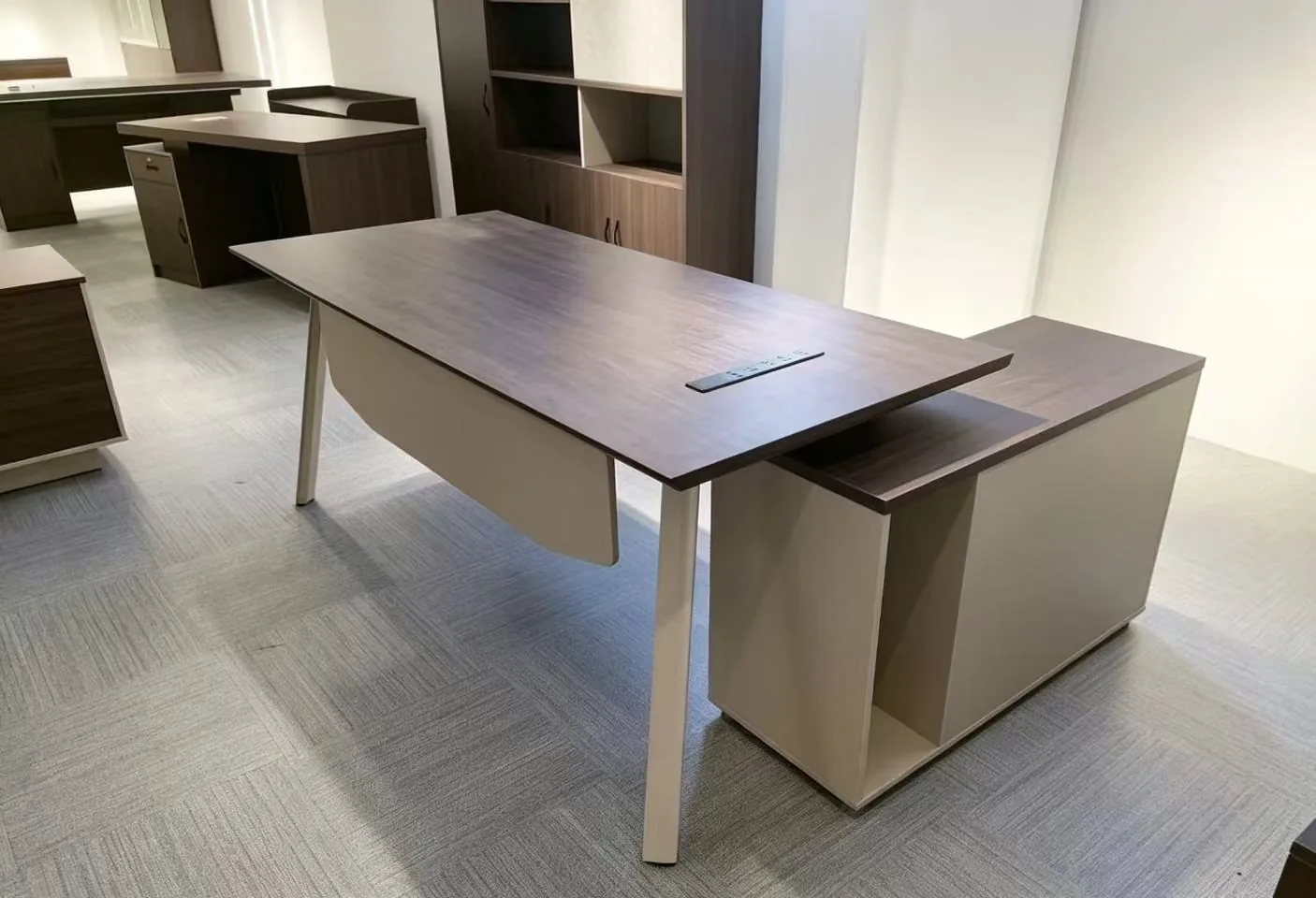 L-shaped executive desk