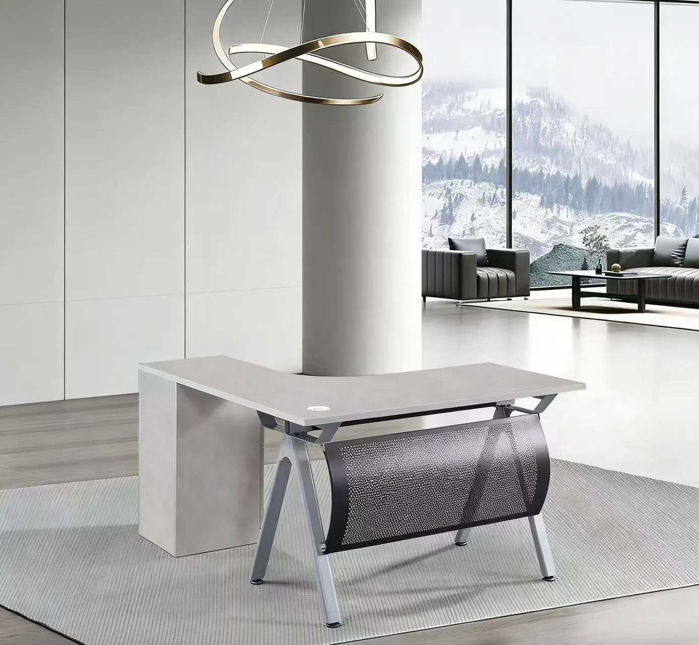 Grey-white executive desk