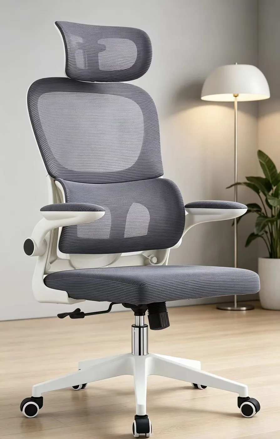 Grey headrest task chair