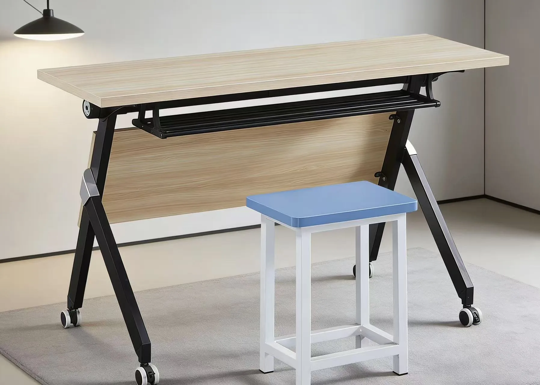 Wood folding training table