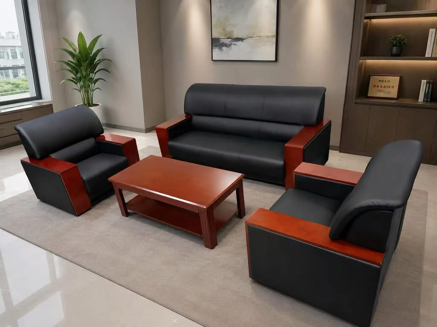 Black-red business sofa set