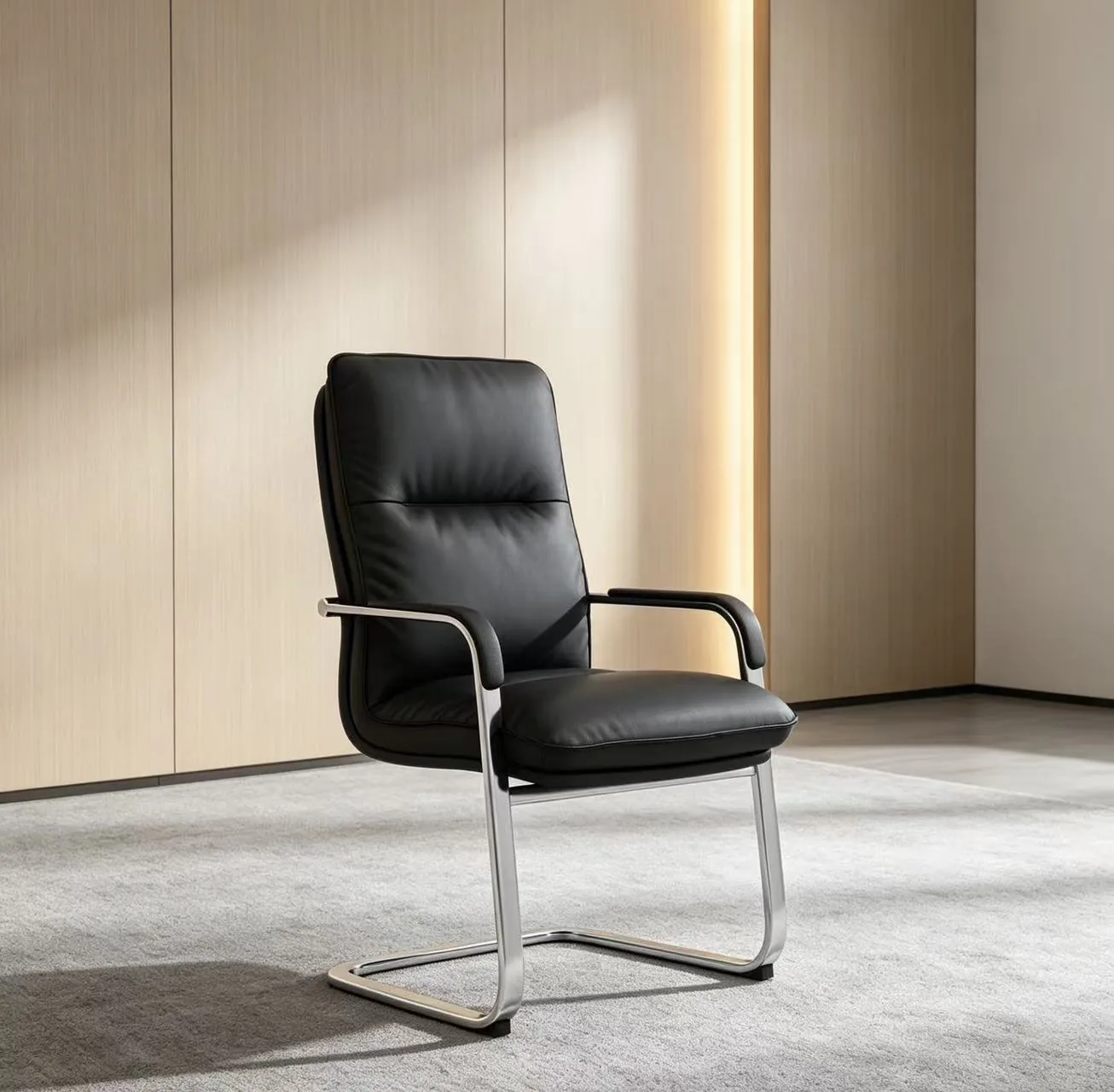 Black leather conference chair