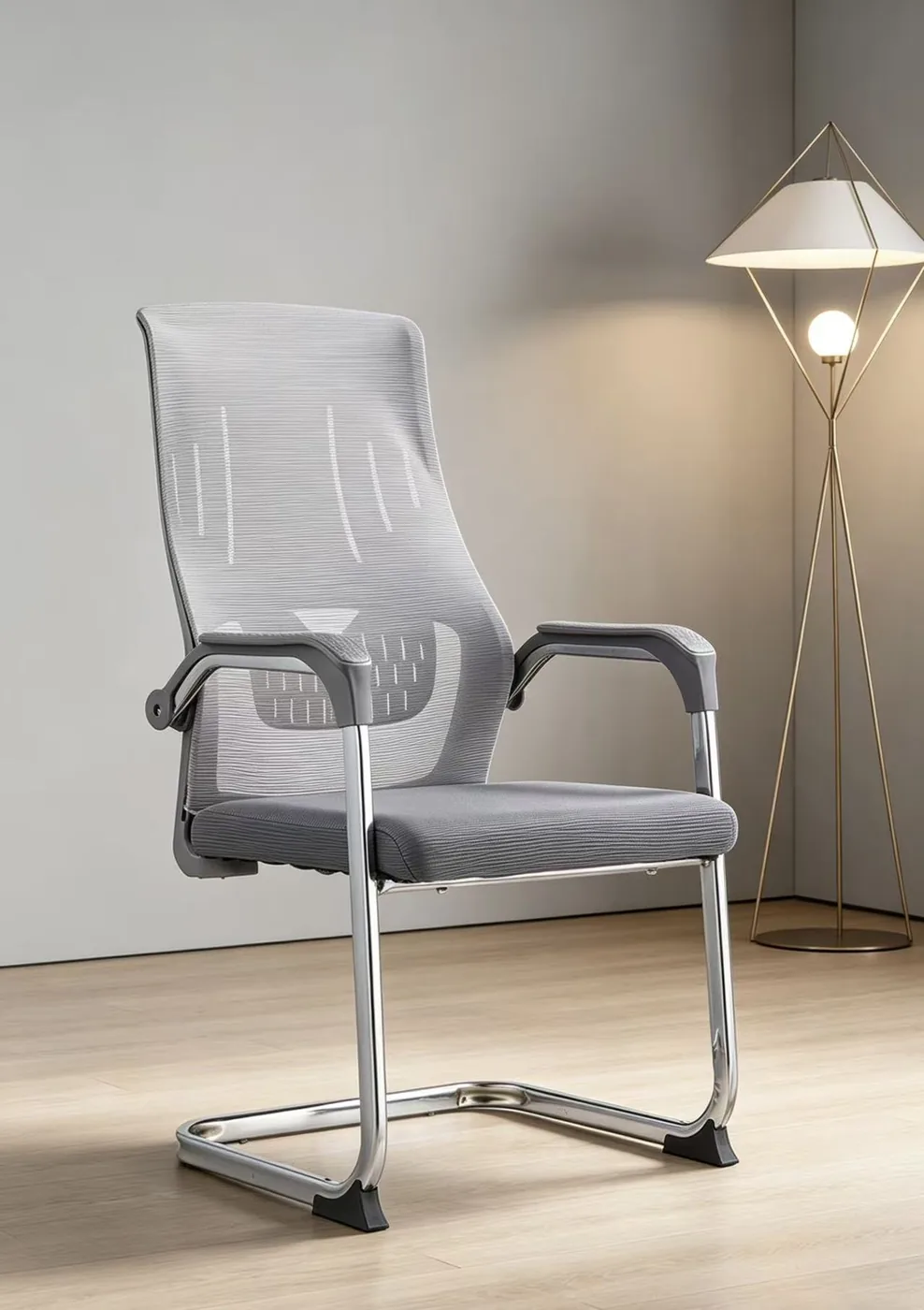 Grey mesh conference chair