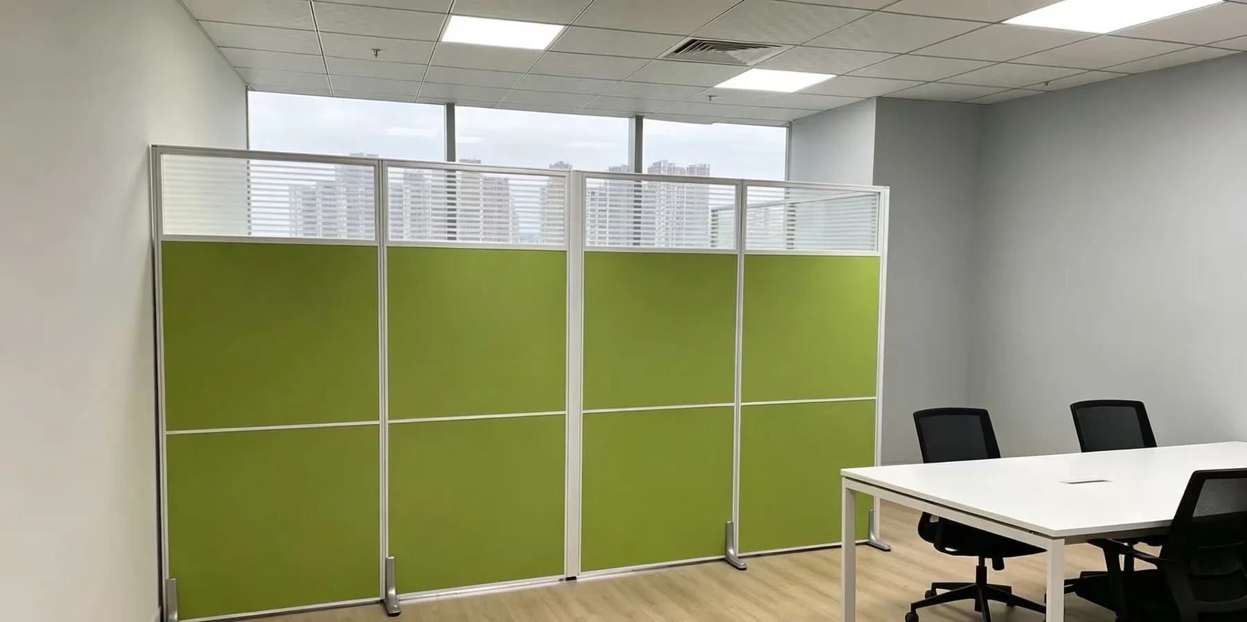 Green tall storage cabinets