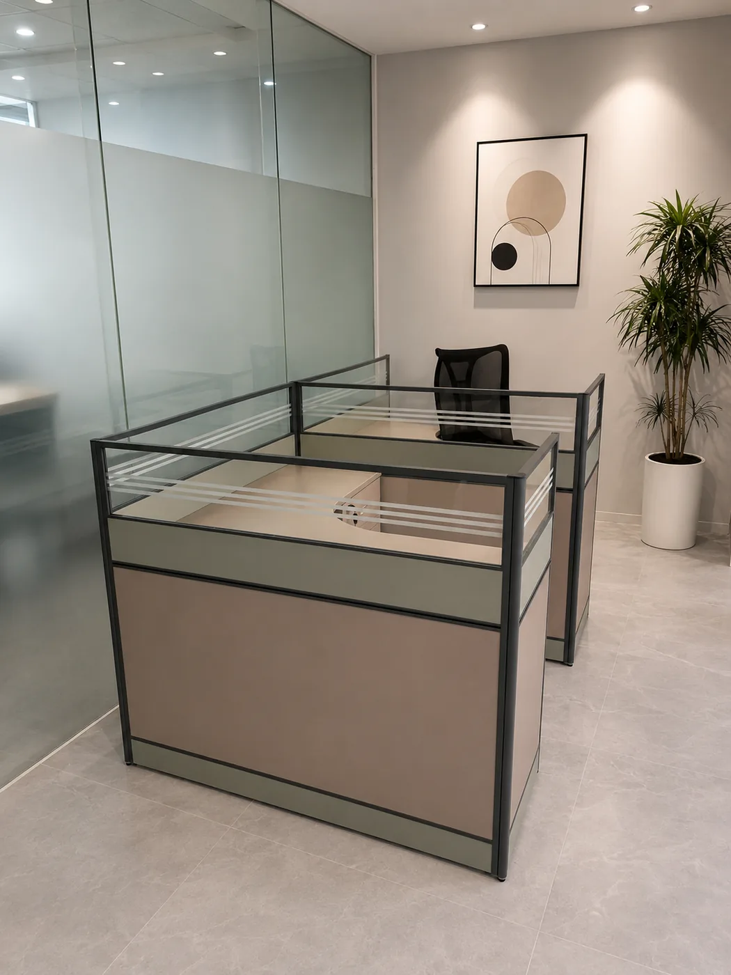 Glass-panel private workstation