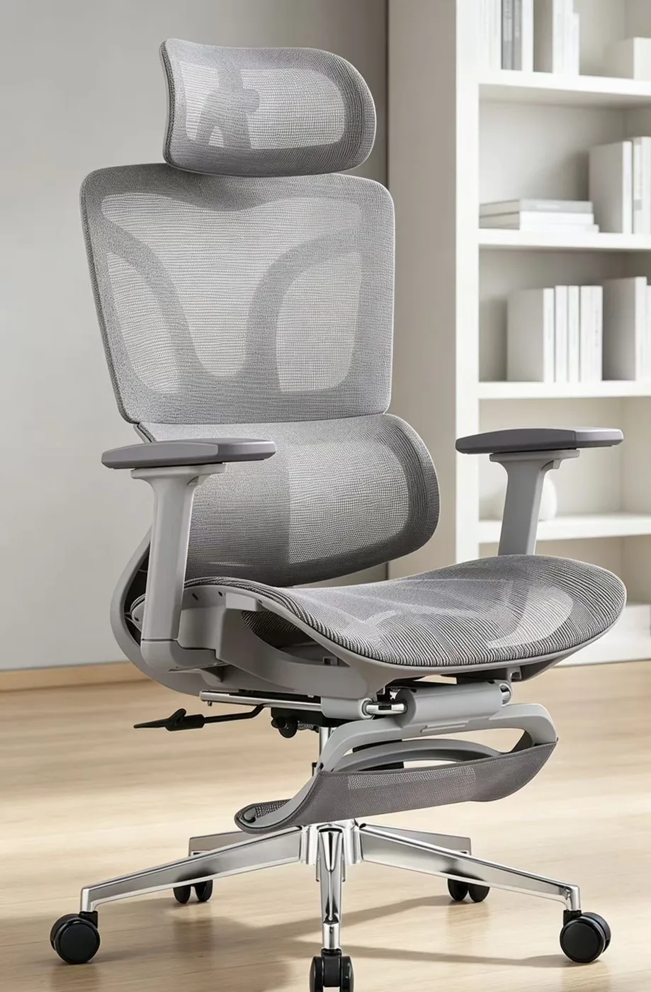 Grey headrest mesh chair