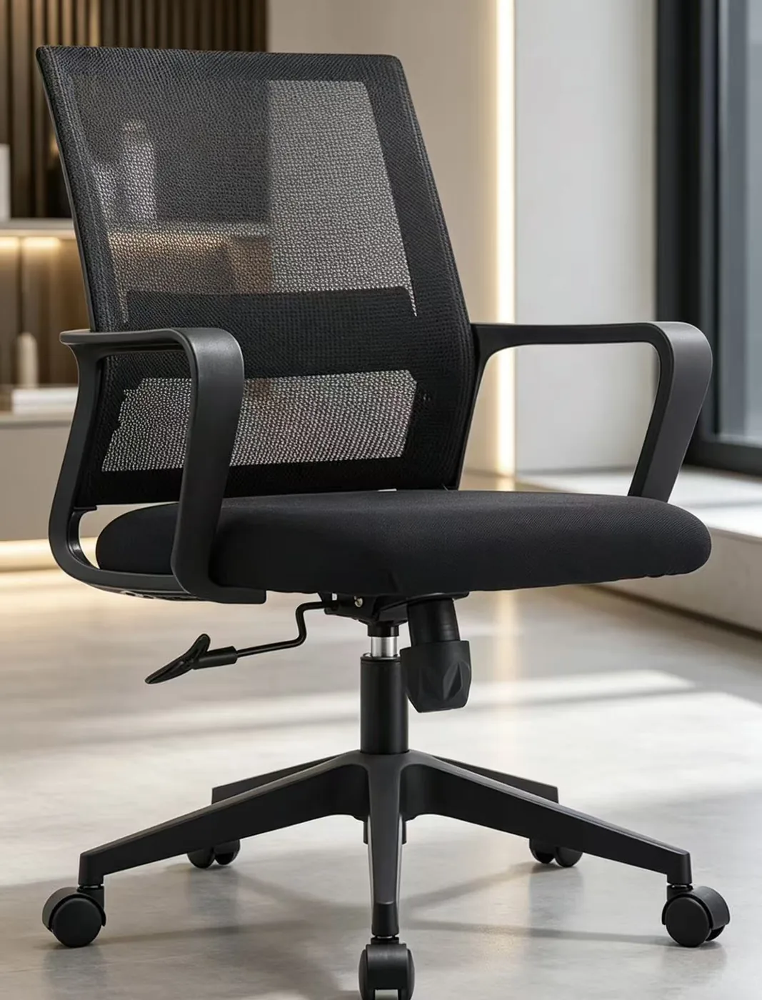 Black mesh staff chair
