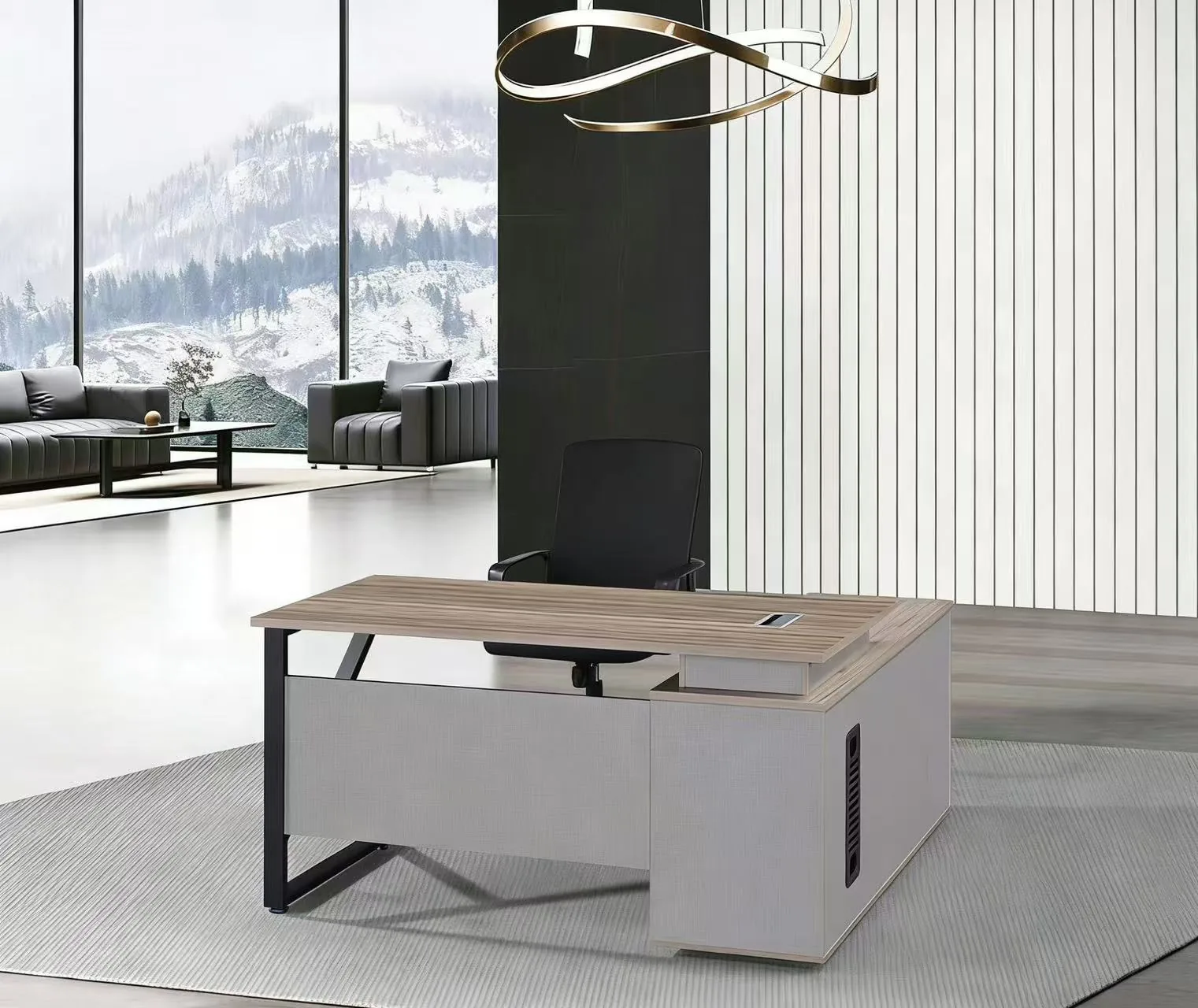 Grey-white executive desk